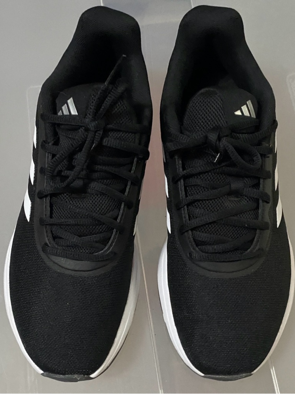 adidas Black with White Stripe Athletic Sneakers